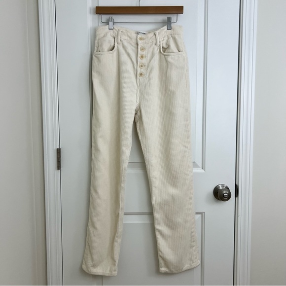 Reformation Cynthia Button Fly High Rise Straight Corduroy Pants Cream Size 28 - Picture 3 of 12